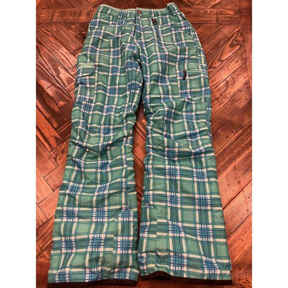 Boulder Gear Ski Snow Pants Youth XL Travel Waterproof Plaid Pattern Blue Green - Picture 1 of 13